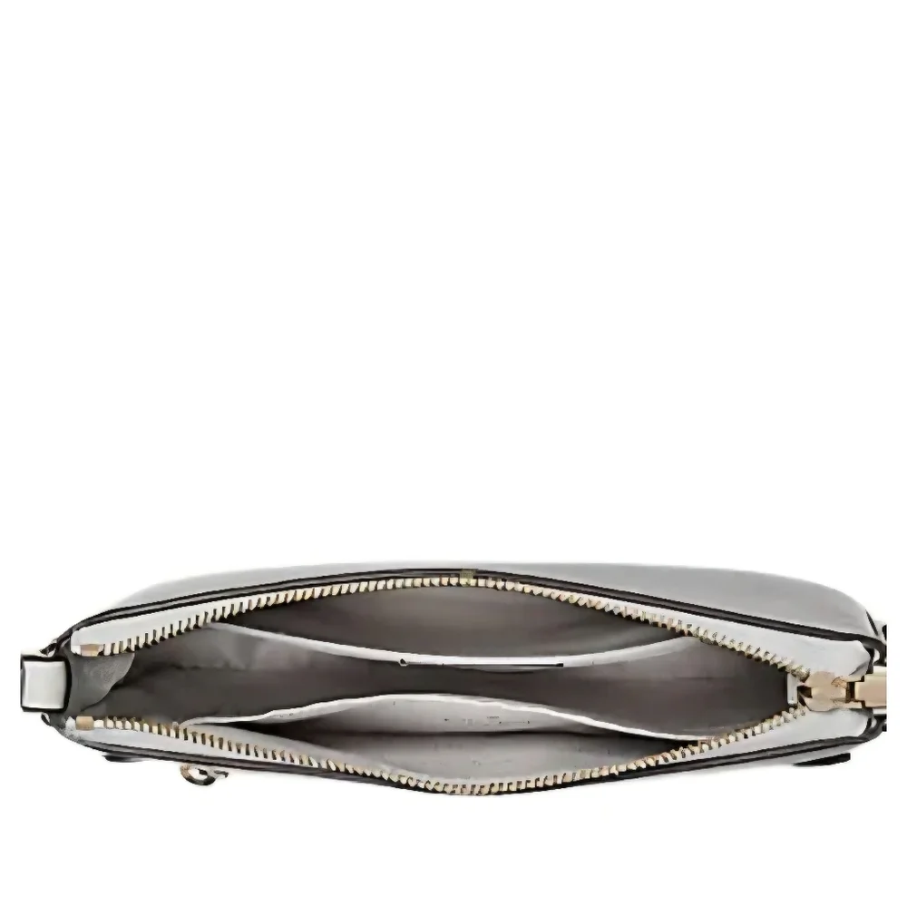 Kate Spade NY Sadie North South Crossbody Platinum Gray Saffiano Leather EUC
